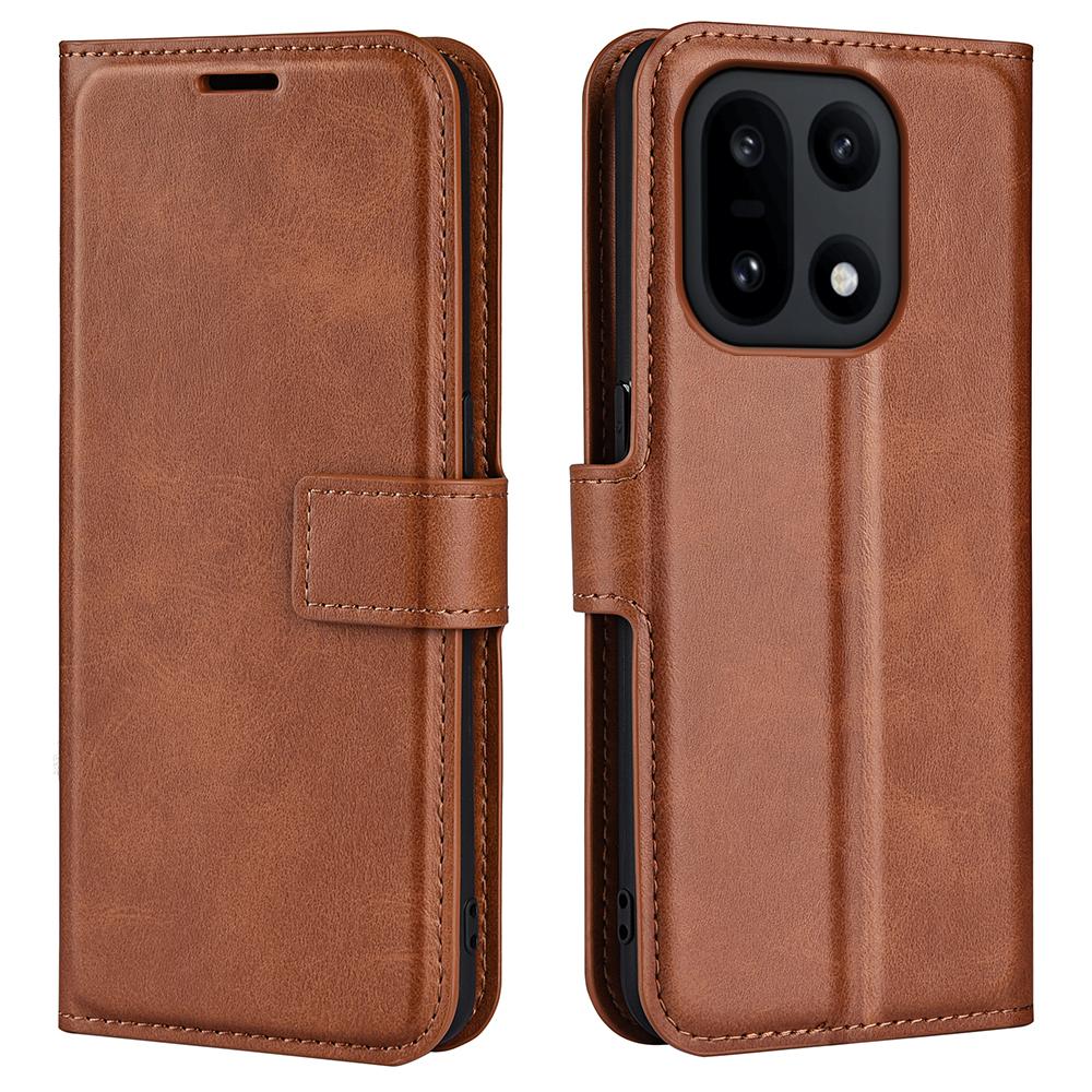 

For OnePlus 15 5G Stand Case Anti-Scratch Calf Texture Leather Phone Cover