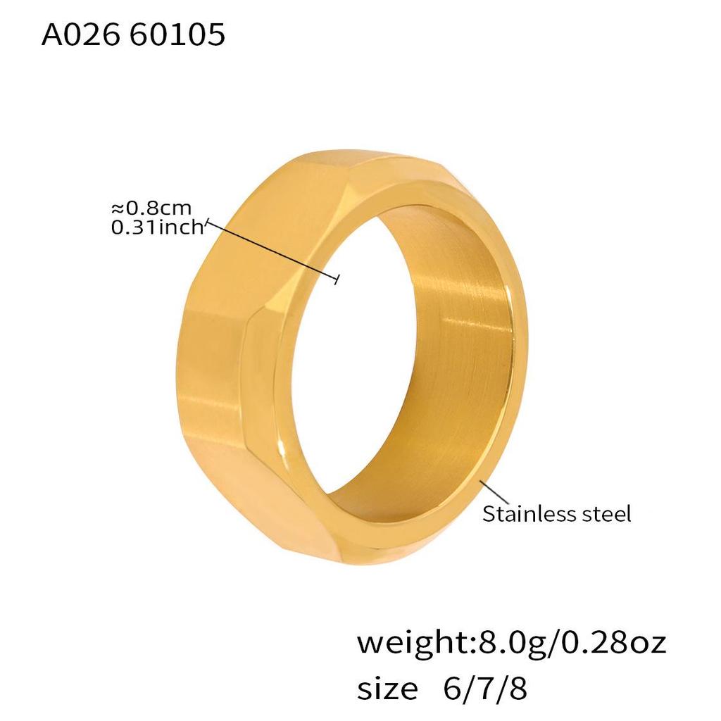 18K Gullbelagt Rustfritt Stål Møtrikk Design Ring - Europeisk & Amerikansk Mote, Enkel & Allsidig.
