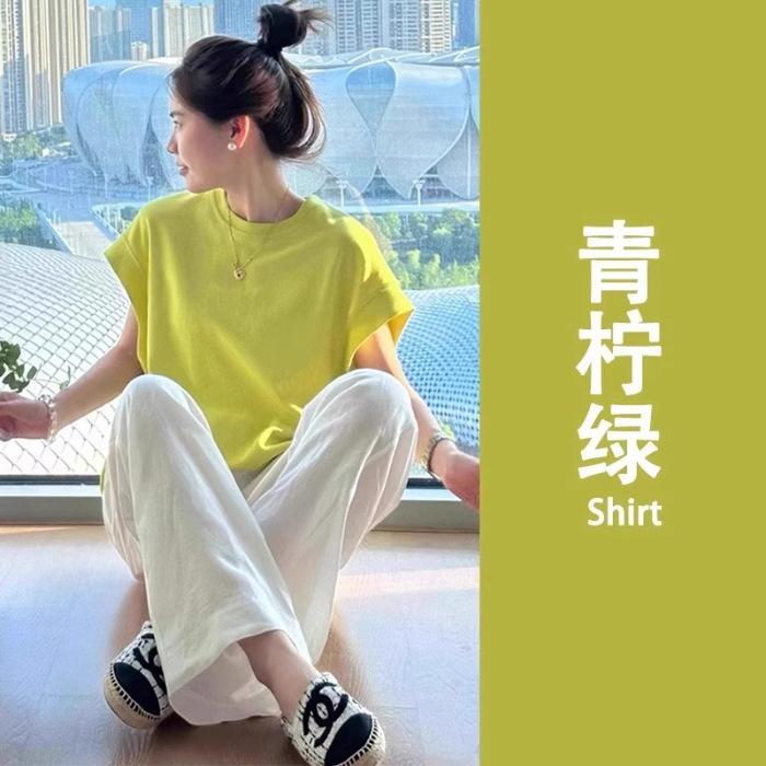 

Летняя новинка 2025 года, женская дизайнерская футболка с коротким рукавом в корейском стиле S лаймовый