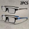 2 Pairs of Men's Elegant Anti Blue Light Reading Glasses Rectangular Full Frame Anti Glare Lenses