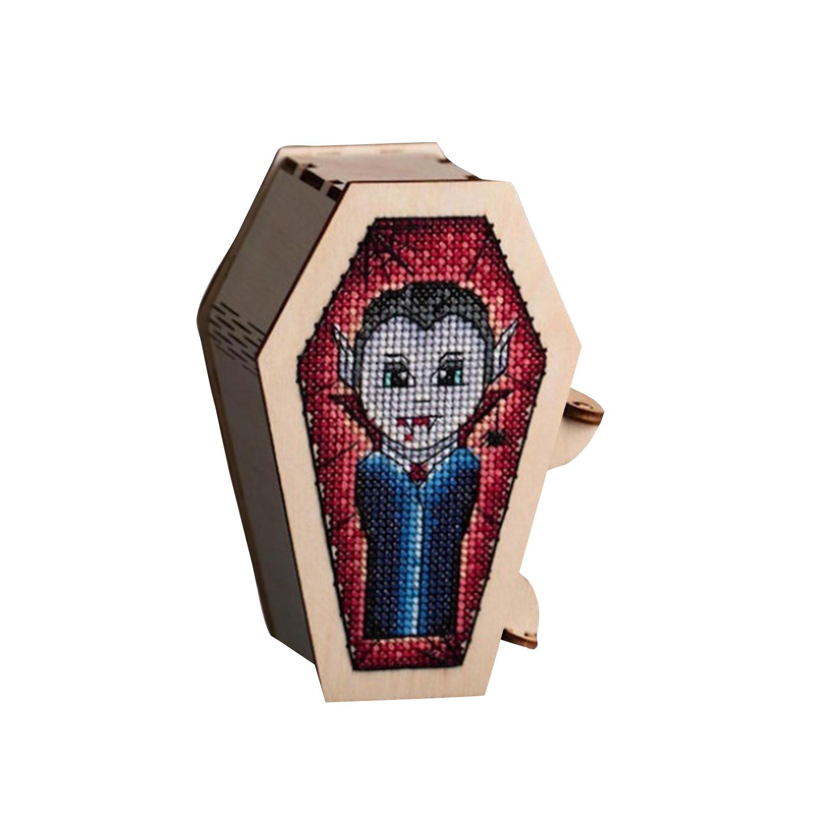 

Хэллоуинский набор «Крест в гробу» Готическая вышивка на Хэллоуин с деревянной коробкой-гробом, Набор для рукоделия для вышивания крестом, Пустой набор для вышивания One Size