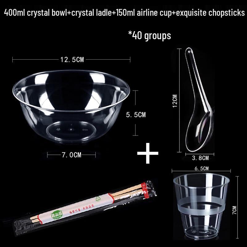 Disposable Hard Plastic Transparent Crystal Bowl Set