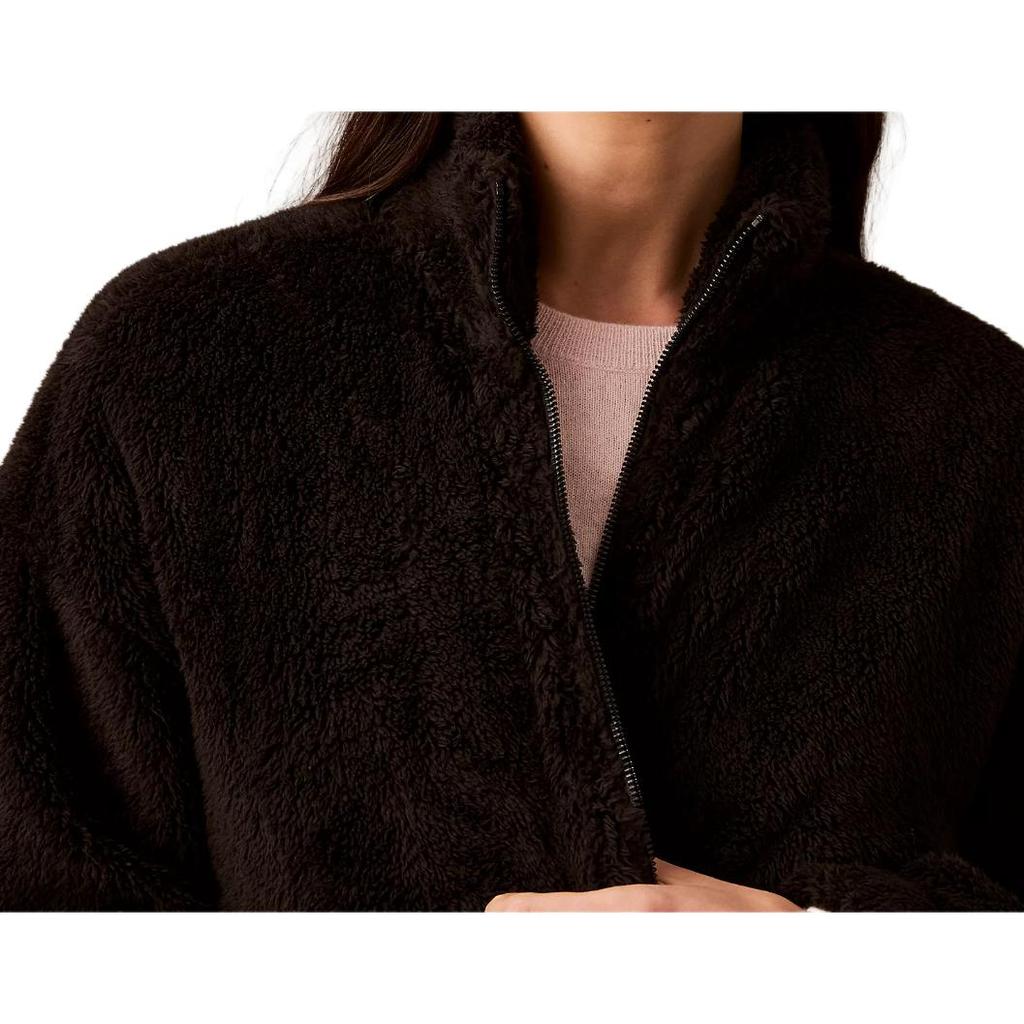 Calvin Klein Casual Soft Solid Color Loose Stand Collar Long Sleeve Jacket Women jackets Black 47A206G-002