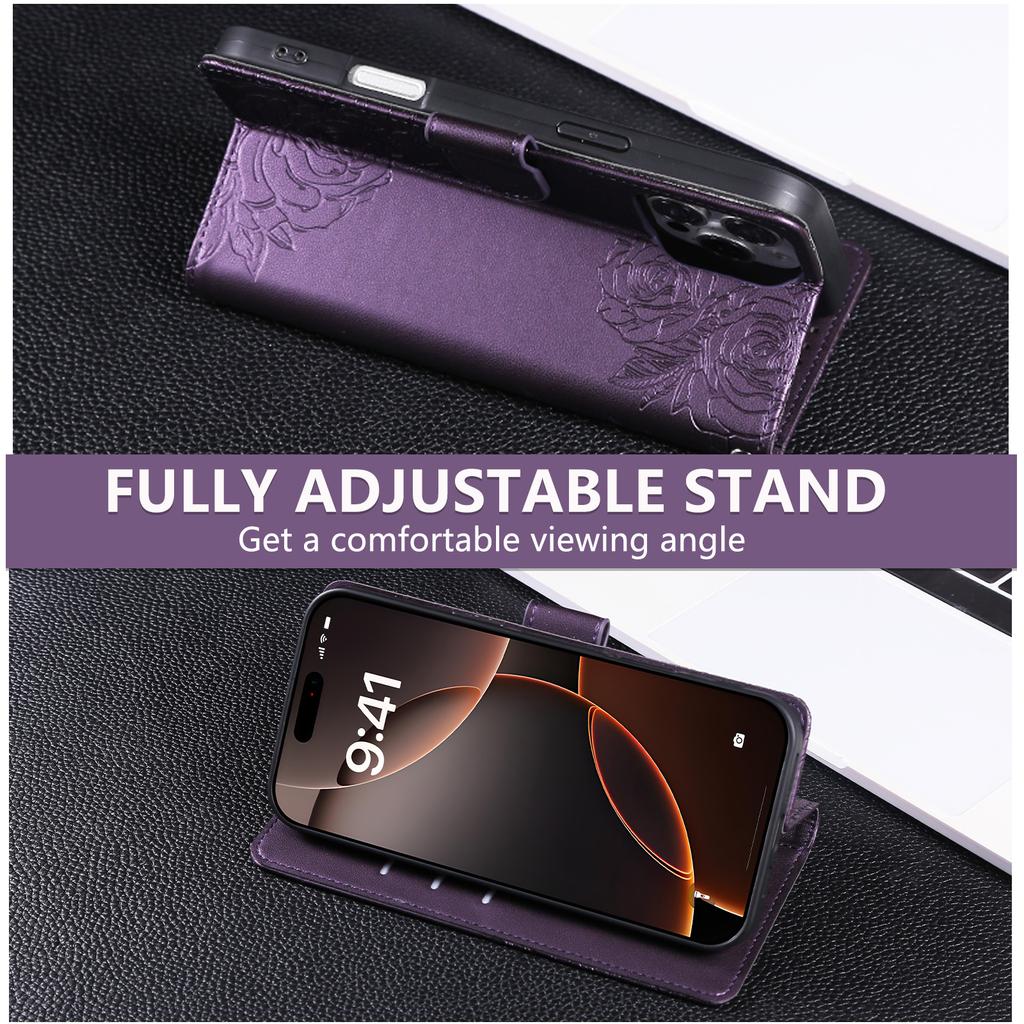 Luxury Fashion Flower Pattern Leather Case For iPhone 16 15 14 13 Pro Max 14 15 16 Plus 16e Business Flip Wallet Card Solt Cover