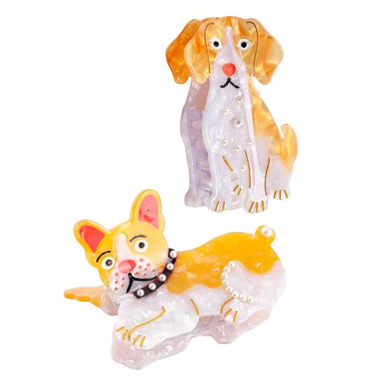 Hair Clip Carton Dog Shape Acetic Acid Back Head Hair Claw Anti-slip Teeth Lightweight Colorfast Large Shark Hair Claw Hair Accessories