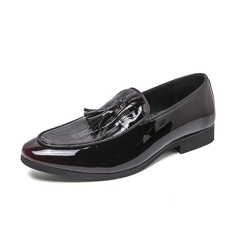 Mens casual original leather tassel shoes black stylish platform shoe business wedding dress crocodile pattern footwear zapatos