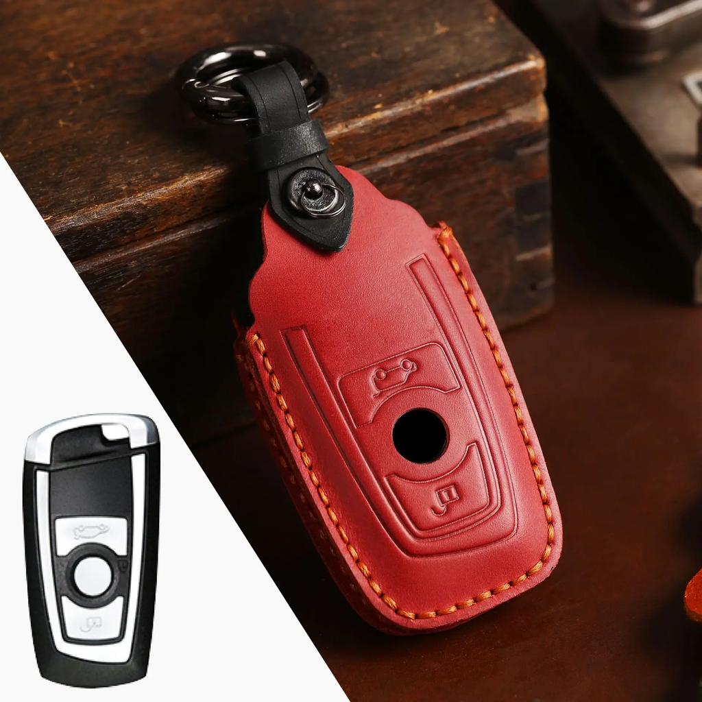 leather car key cover keychain holder case protector for BMW 520 F10 F30 F18 118i 320i 1 3 5 7 Series X3 F25 X4 M3 M5 Accessorie