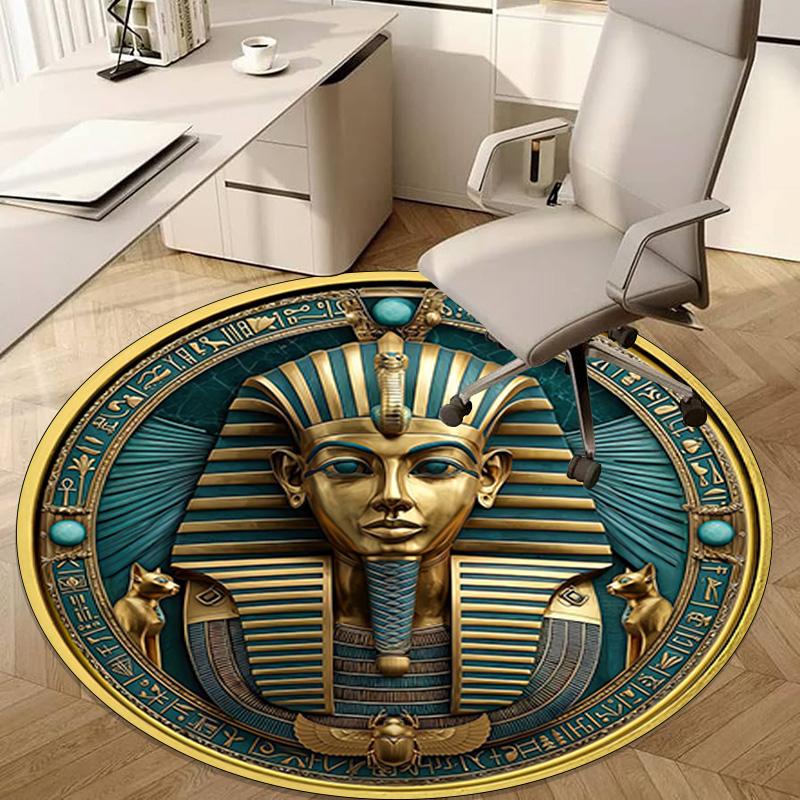 Egyptian symbolism Compass Circular Rug - Office Decorative Carpet For Living Room Bedroom Door Mat Floor Rug Computer Chair Area Rug