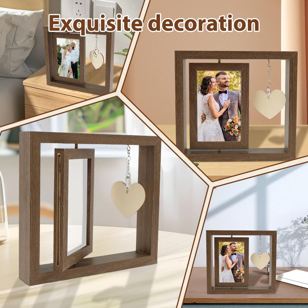 1Pc/2Pcs Rotating Picture Frame Double Sided Rotation Wedding Photo Frame Vertical Display Wedding Presents for Couples Bride