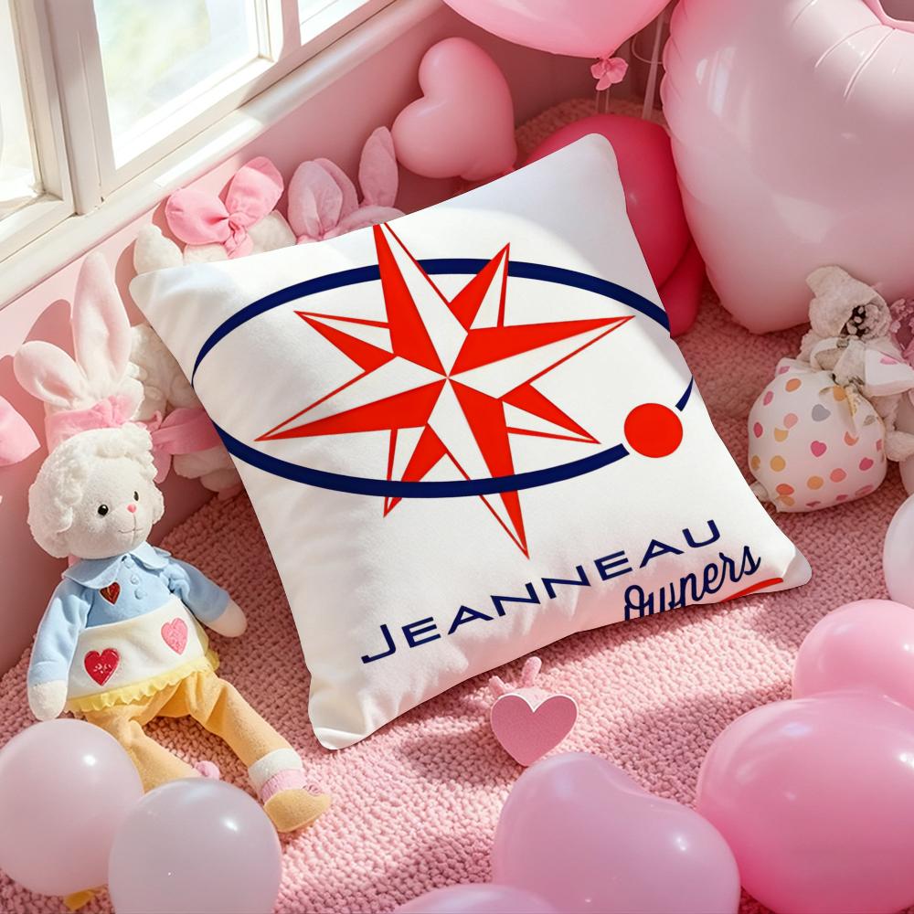 J-JEANNEAU logo Cushion Cover Pattern Printed Pillowcase for Living Room Sofa Cushion Cover & Bedroom Decor