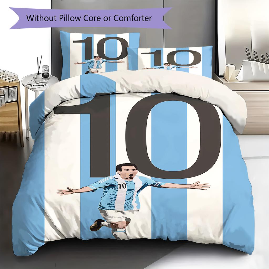 Messi Pattern Bedding,Quilt Set Quilt Cover Pillowcase Home Birthday Gift (1 * duvet cover + 2 * pillowcase, without core)