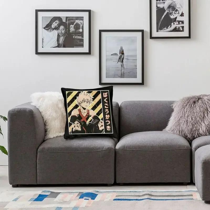 My Hero Academia Cushion Covers Sofa Decoration Katsuki Bakugou Anime Square Throw Pillow Case 40x40cm