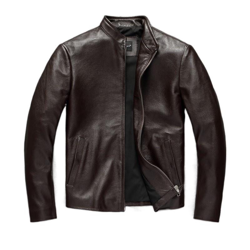 Chinese Size Men's Genuine Leather Jacket 100% Natural Cowhide Leather Coat Men Skin Clothing Autumn Spring Asian Size S-6XL