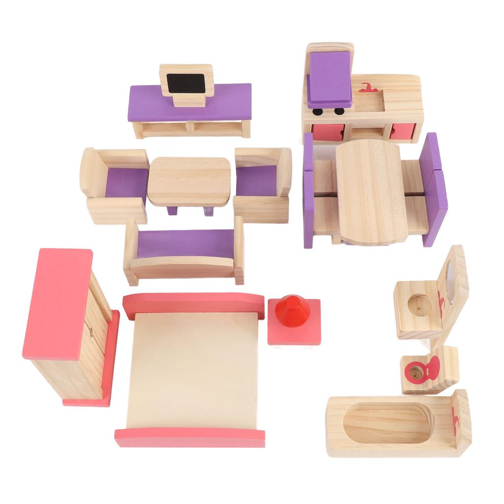 Wooden Simulation Toy Solid Wood Children Play House Small Furniture Toy Set for Children