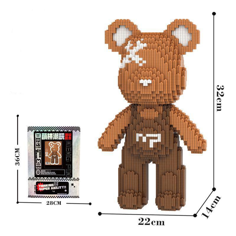 32Cm Kawaii Bear,Assembly Toys,Creative Small Particles Construction Blocks,Ornaments, Household Decor,Toys For Gifts,More Than 4000Pcs