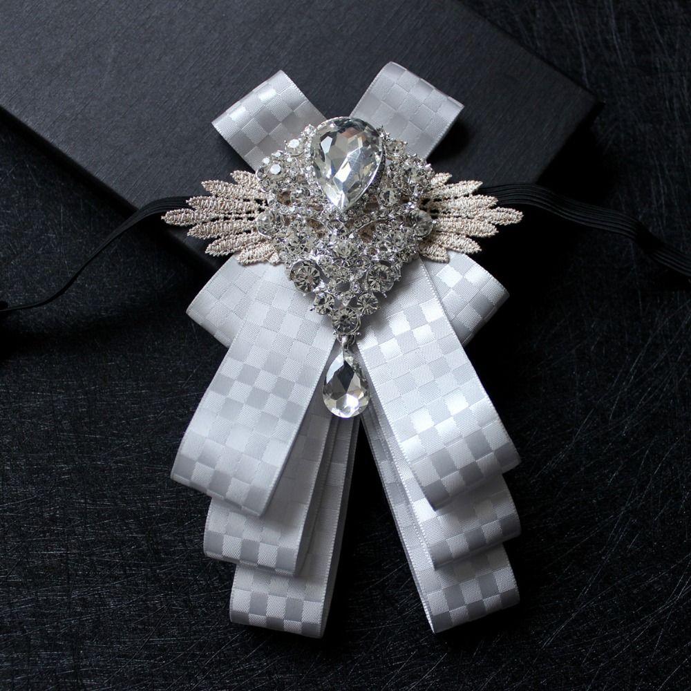 New Polyester Bowtie British Style Diamond Collar Flower Casual Neck Decoration Men