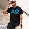 Australian Open Tennis with Blue AO Logo Lightweight Ideal Camping Running Skateing  New Model Unisexs Shortsleeve Crewneck T