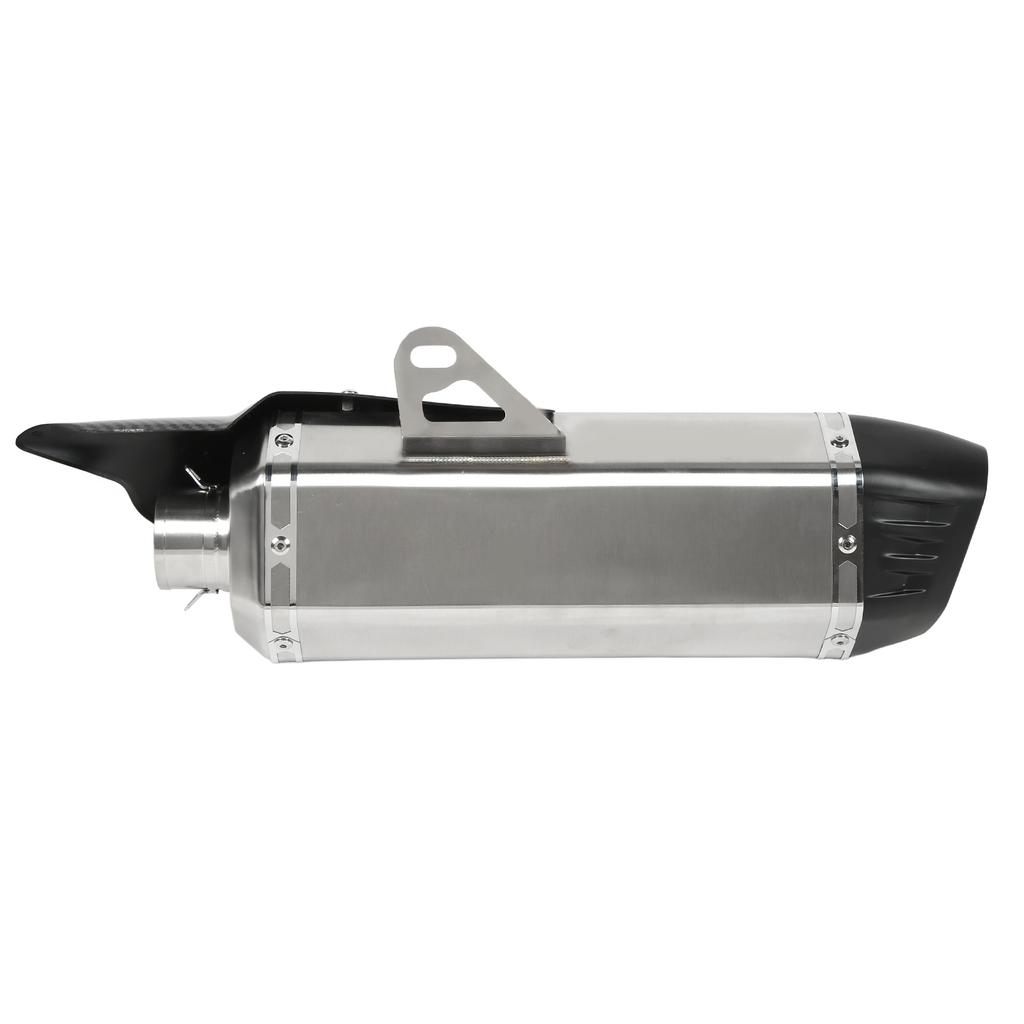 Motorcycle Exhaust Tip 304 Stainless Steel Carbon Fiber Cover Universal for 38‑51mm DiameterSilver