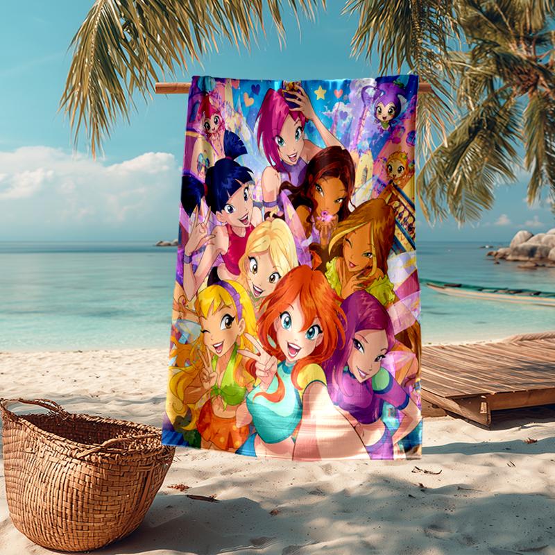 Ultra-Soft Beach Towel with Winx Club Theme,Ideal for Pool - Camping, Diving - Perfect Travel Essential, Vibrant Beach Towel.