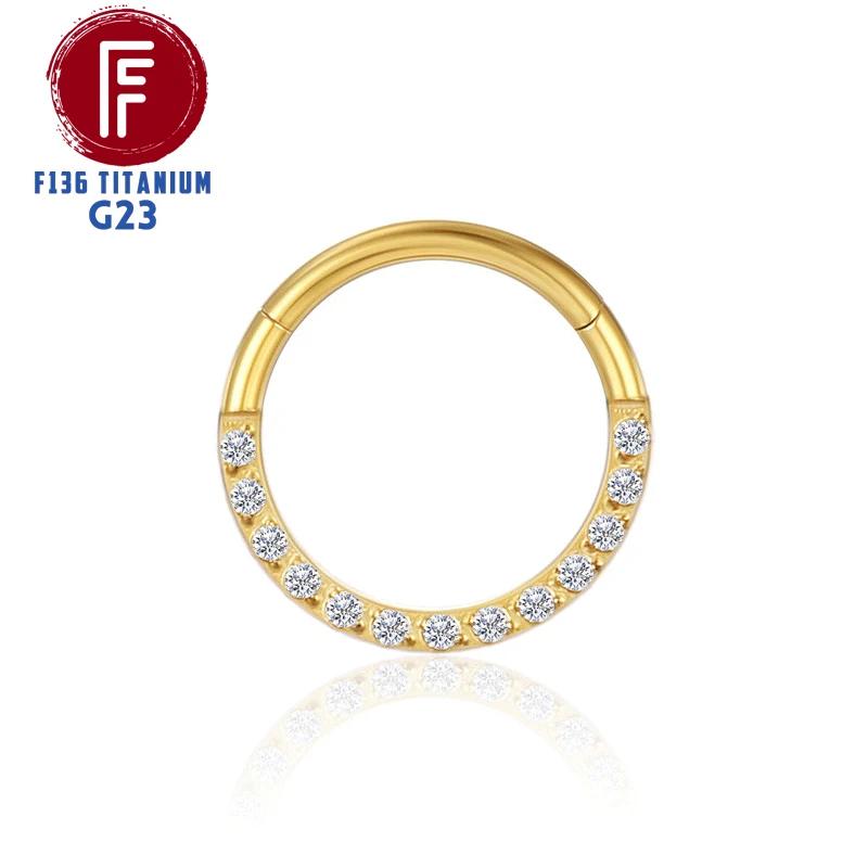 

F136 Титановый Пирсинг 16G Хрящ Люкс Септум Кликер Трагус Кольцо в Нос Циркон Шарнирный Сегмент Лабрет Боди Циркон оптом 1.2x6mm