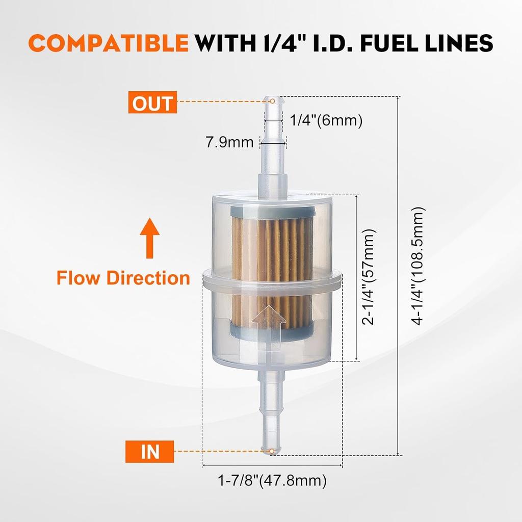 HIPA 24 050 13-S Fuel Filter Or Kohler 24 050 02 CH20S CH25S, CH670S CH730S CH750S LH640S LH685S LH690S LH750S LH755S, SV720S To SV740S Engine 15