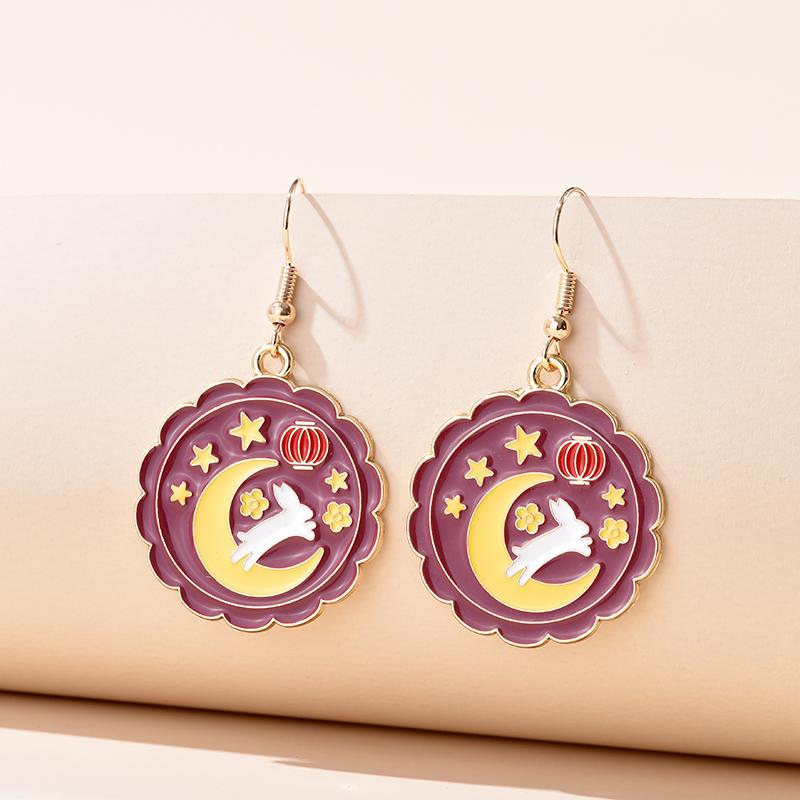Vintage Cute Cartoon Animal Kitten Rabbit Panda Deer Earrings For Women Girls Zircon Sweet Moon Cat Squirrel Enamel Earrings