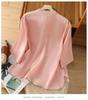 Women's Ethnic Embroidered Chinese Style Cotton-Linen Shirt with Frog Buttons and Seven Sleeves