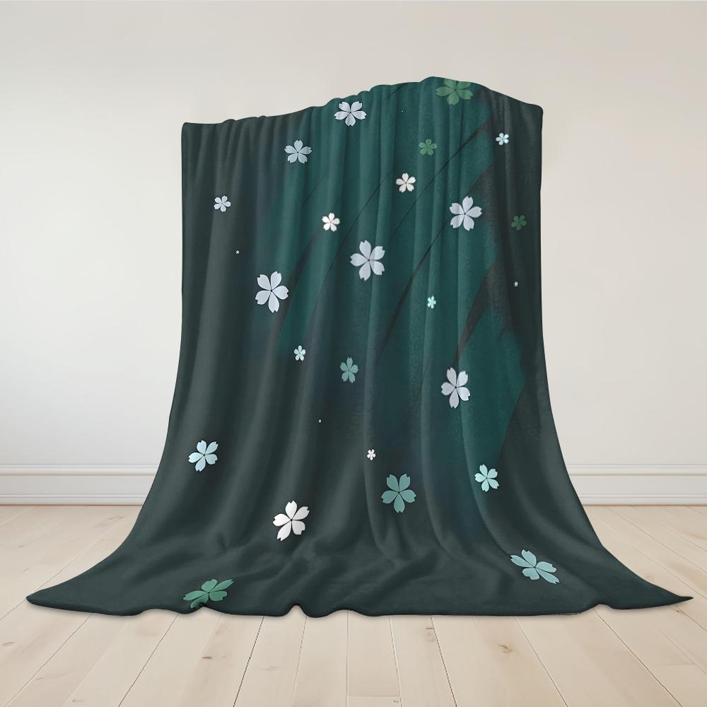 Jade Petal Drift Flannel Blanket Warm Soft Halloween Christmas Couch Warm Cozy Decorative Decor Gift for All Season