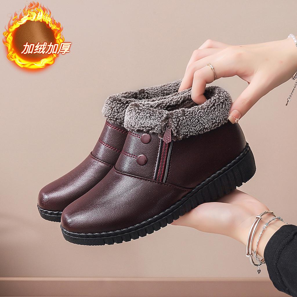 Casual Shoes Cotton Shoes Women's Winter Velvet Warm Snow Boots Cloth Shoes Cotton Medium Non-slip Flat Boots