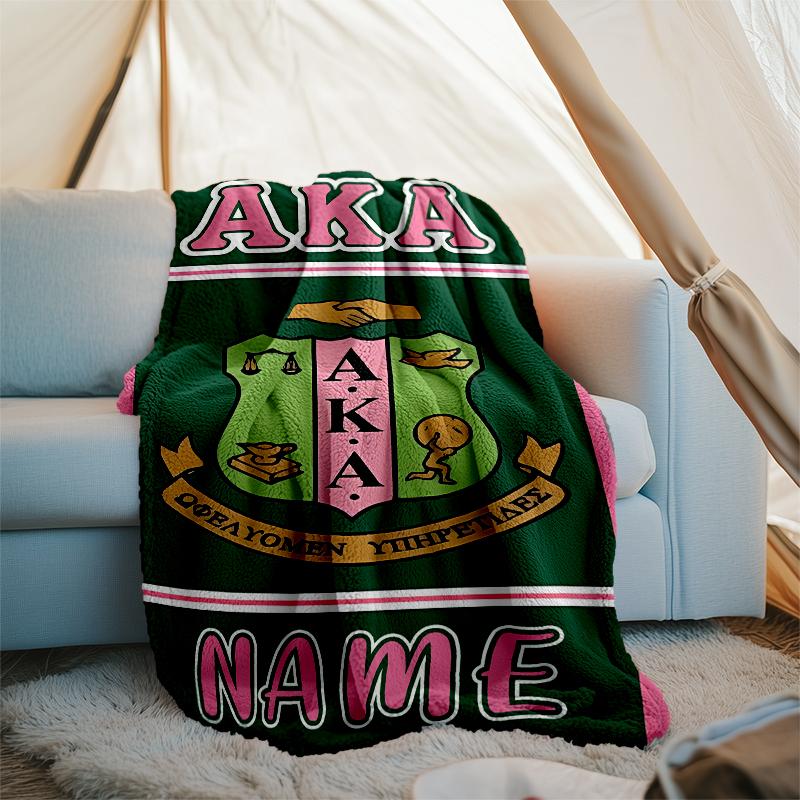 Personalized Custom Name Blanket - Alpha Kappa Alpha logo Print Design,Blanket for Sofa,Bed,Travel,Camping - Soft and Warm, Great Gift