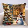 Christmas Snowman Pillow Case Cushion Cover Soft Cute Throw Pillow Case For Car Sofa Pillowcase Polyester With Zipper