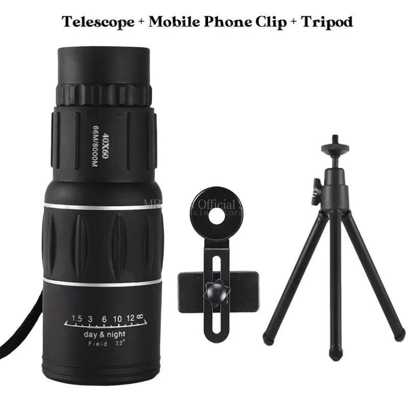 40x60 Outdoor Portable High Definition Green Film Monocular Telescope HD Scope Low Light Hiking Concert Photography Telescope