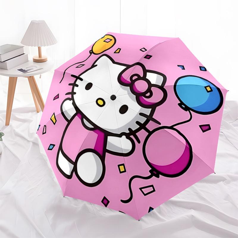 1pc Hello Kitty Automatic Umbrella Durable Iron Frame & Plastic Handle, Gift for Men & Women, Sturdy Construction, Best for Christmas, Helloween, Play