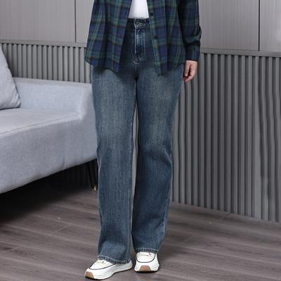 Plus Size Women's Autumn Fleece Warm New Jeans