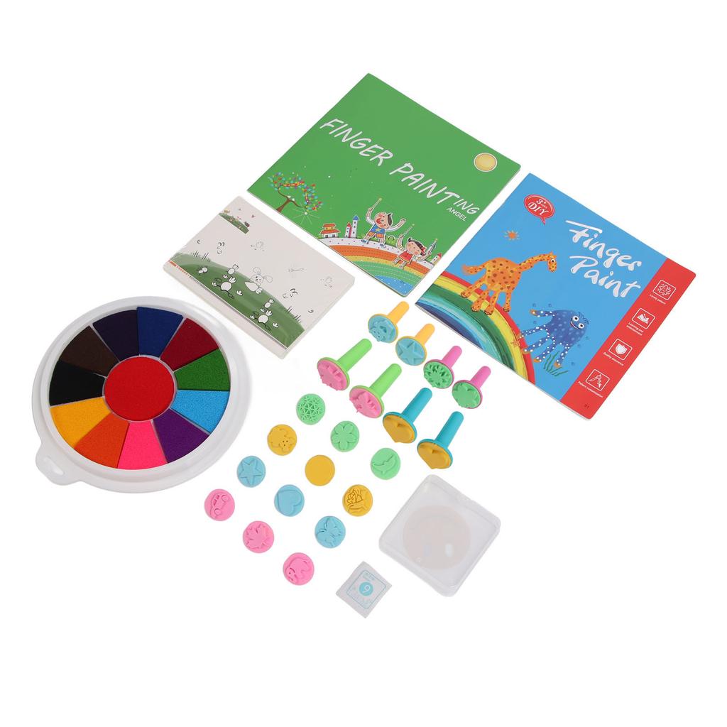 Finger Paint Kit Multi Colors Washable Funny DIY Crafts Finger Painting Kit with 20pcs Stampers