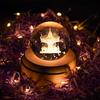 Mozalida Music Box Perfect As a Birthday Christmas Snow Globe Day Moon or for with Ambient Bedside LED USB and Projection Handmade Wooden Interior