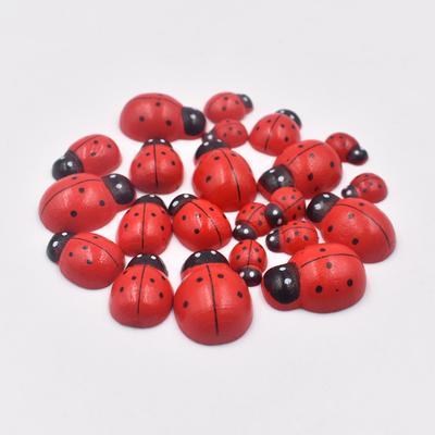 100PCS Ladybug Decor Tiny Ladybugs Decor Wood Ladybugs Shaped Embellishments Craft for DIY Craft Micro Animals Gifts