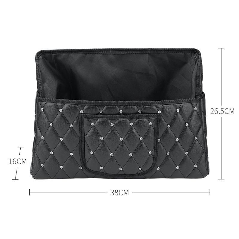 Rhinestone Crown Car Seat Storage Organizer Diamond Leather Handbag Holder for Purse Storage Phone Pocket Barrier of Backseat