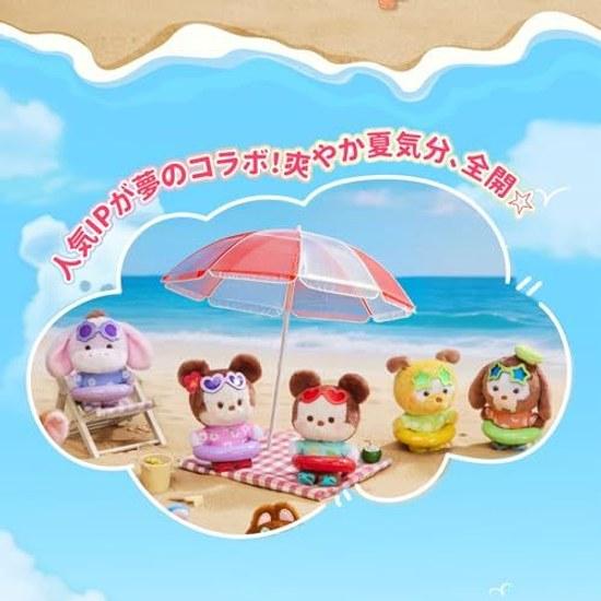 TOP TOY Disney Mickey Family Summer Water Play Plush Series 1 Piece Gacha Blind Box Figure Plastic Model Premium Minnie Stitch Winnie Pooh Character
