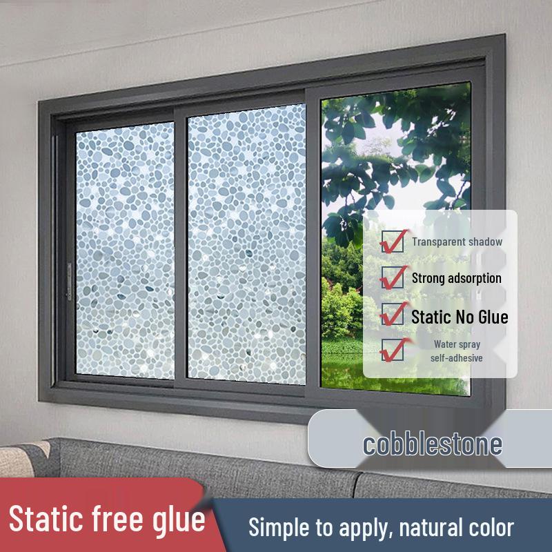 Matowa Folia Statyczna na Okno - Prywatność i Ochrona przed Podglądaniem, Bezklejowa Naklejka na Szkło do Salonu