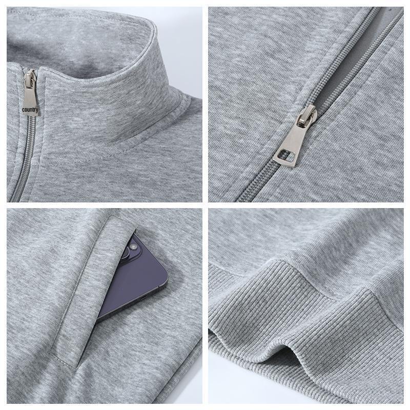 Unisex American Heavyweight Stand Collar Hoodie Jacket: Trendy Autumn/Winter Loose Fit