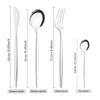 Silver Dinnerware Set Travel Cutlery Set Reusable Silverware Straw Spoons Forks Chopsticks Kitchen Accessory with Bag