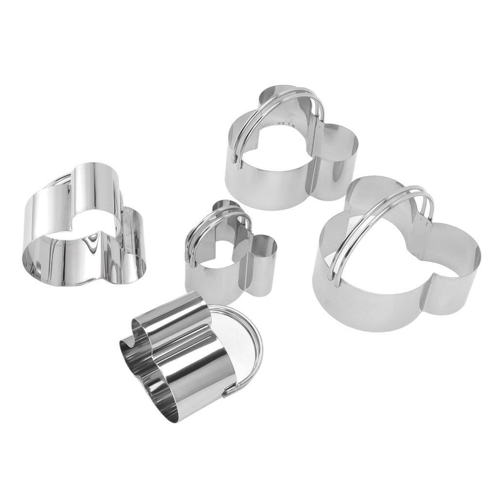 5Pcs Stainless Steel Biscuit Cutter Set Removable Easy Release Professional Cookie Cutter Set with Handle for Baking