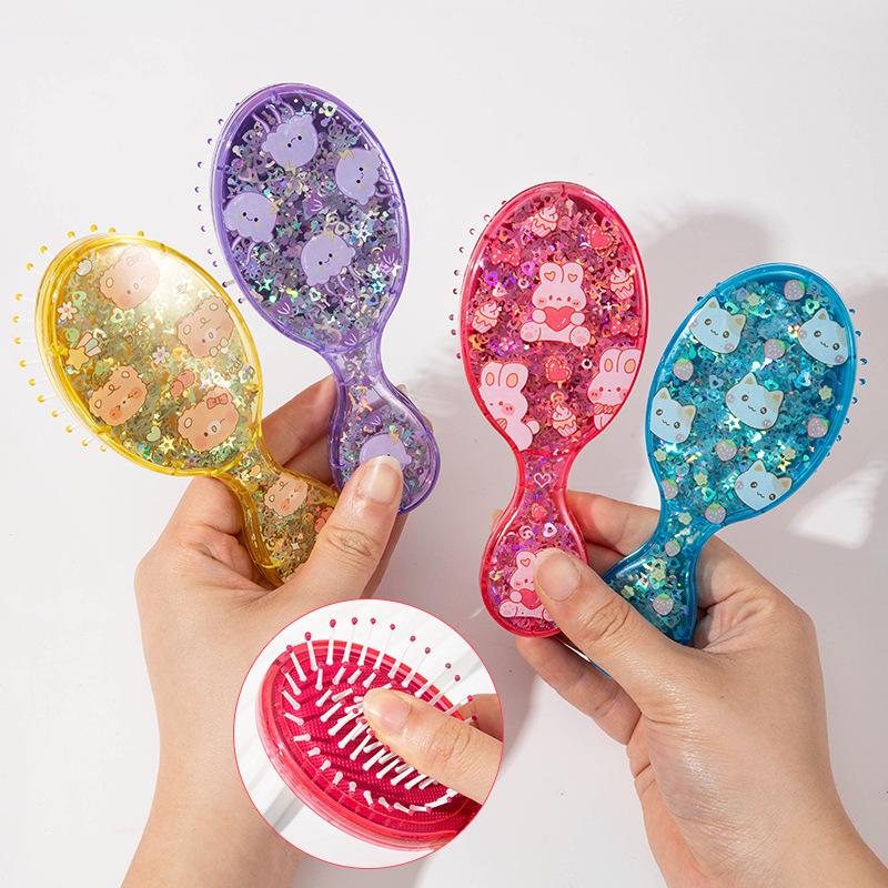 1Pcs Scalp Massage Air Cushion Sparkly Mini Compact Hair Comb For Kids Volume & Smoothness Portable Travel Hairbrush