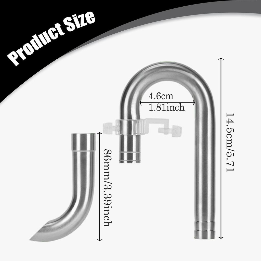 Edelstahl Aquarium Seerosenrohr Set 360 Grad Drehbar Ausflussrohr Filteranschluss für Pflanzenbecken Süßwassergebrauch