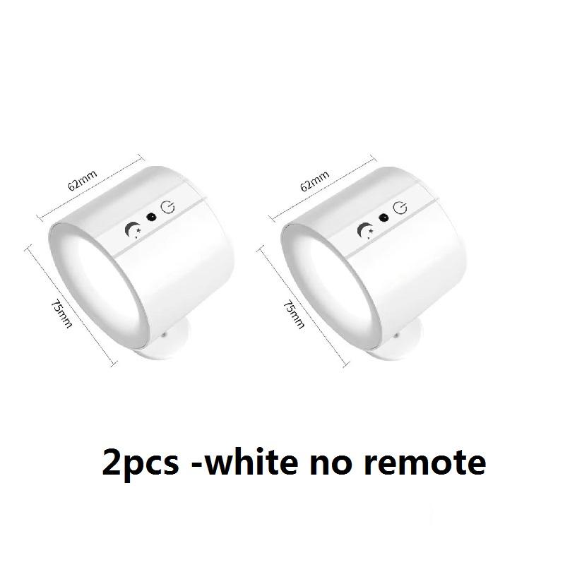 LED Wall Light Rechargeable Touch Double Head Wall Lamp 360° Rotation Wireless Remote Control LED Spotlight For Bedroom Lighting