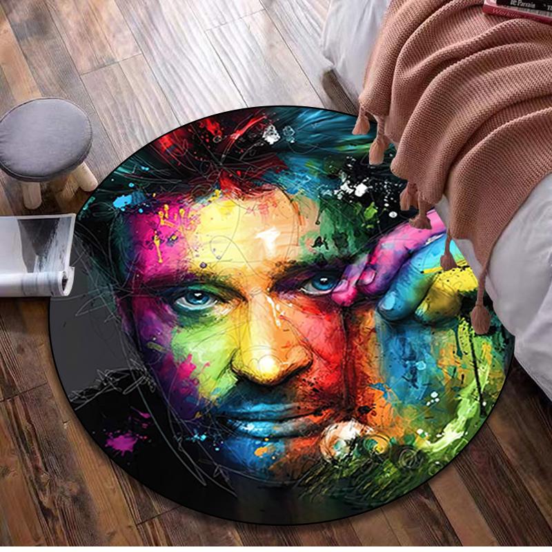 Johnny Hallyday Runder Teppich - Büro Dekorativer Teppich Für Wohnzimmer Schlafzimmer Fußmatte Bodenteppich Computerstuhl Bereichsteppich