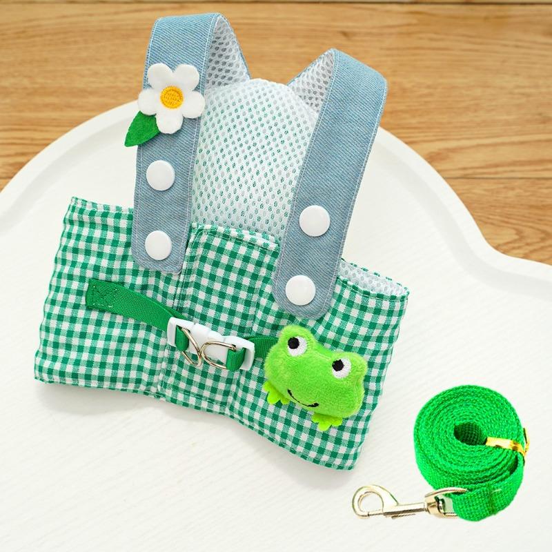 Pet Dog Chest and Shoulder Straps, Leash, Sun Hat Set, Cat and Dog Clothes, Going Out Cat