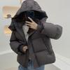 Womens Short Puffer Coat 2026 Winter Thick Cotton-Padded Hooded Jacket Loose Fit Casual Office Wear
