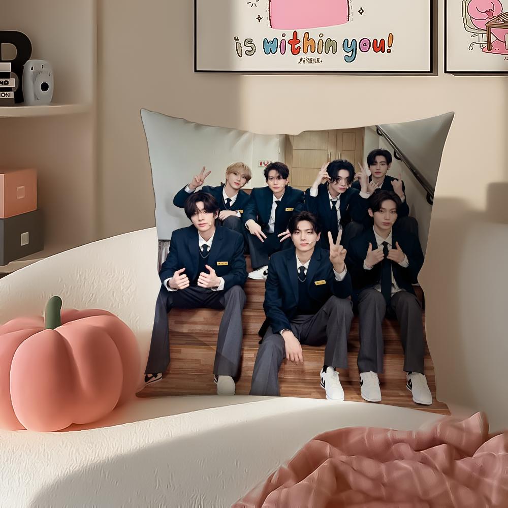Korean Kpop Boy Group Superstar EENHYPEN Cushion Cover Pillowcase Short Plush Invisible zipper Room Sofa Cushion Cover